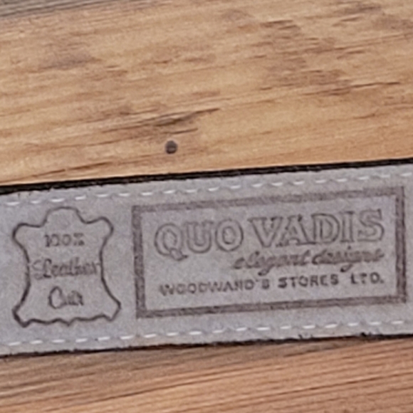 VINTAGE QUO VADIS Elegant Designs Woodwards & Stores Leather Belt, Grey - Picture 6 of 9